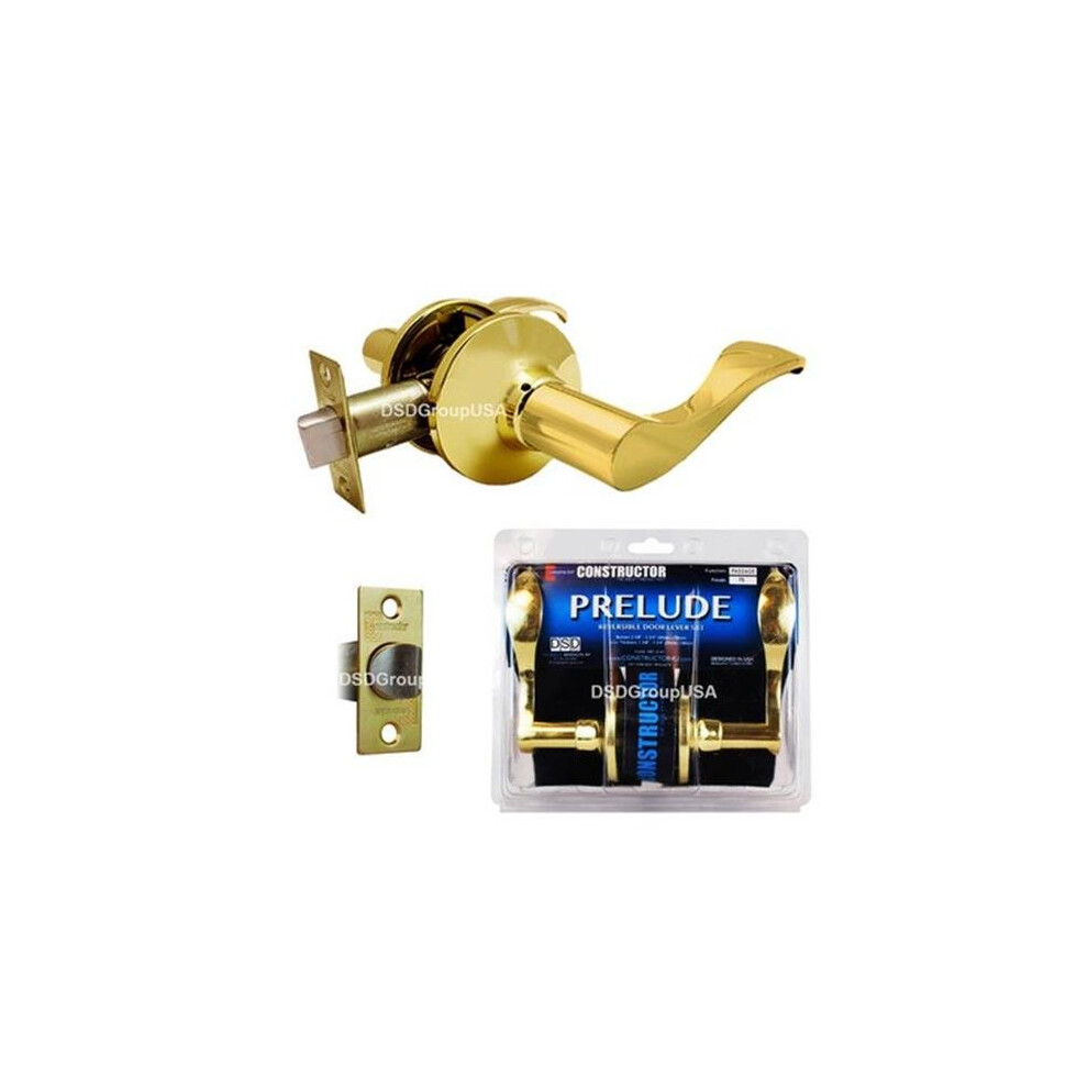 Constructor Prelude Passage Lever Door Lock With Knob Handle Lockset, Polished Brass 840175100958