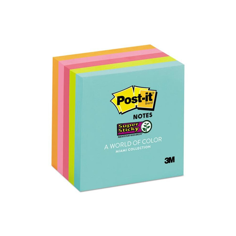 3M MMM6545SSMIA 3 x 3 in. Post-it Notes Super Sticky Adhesive Notes Pad, Miami