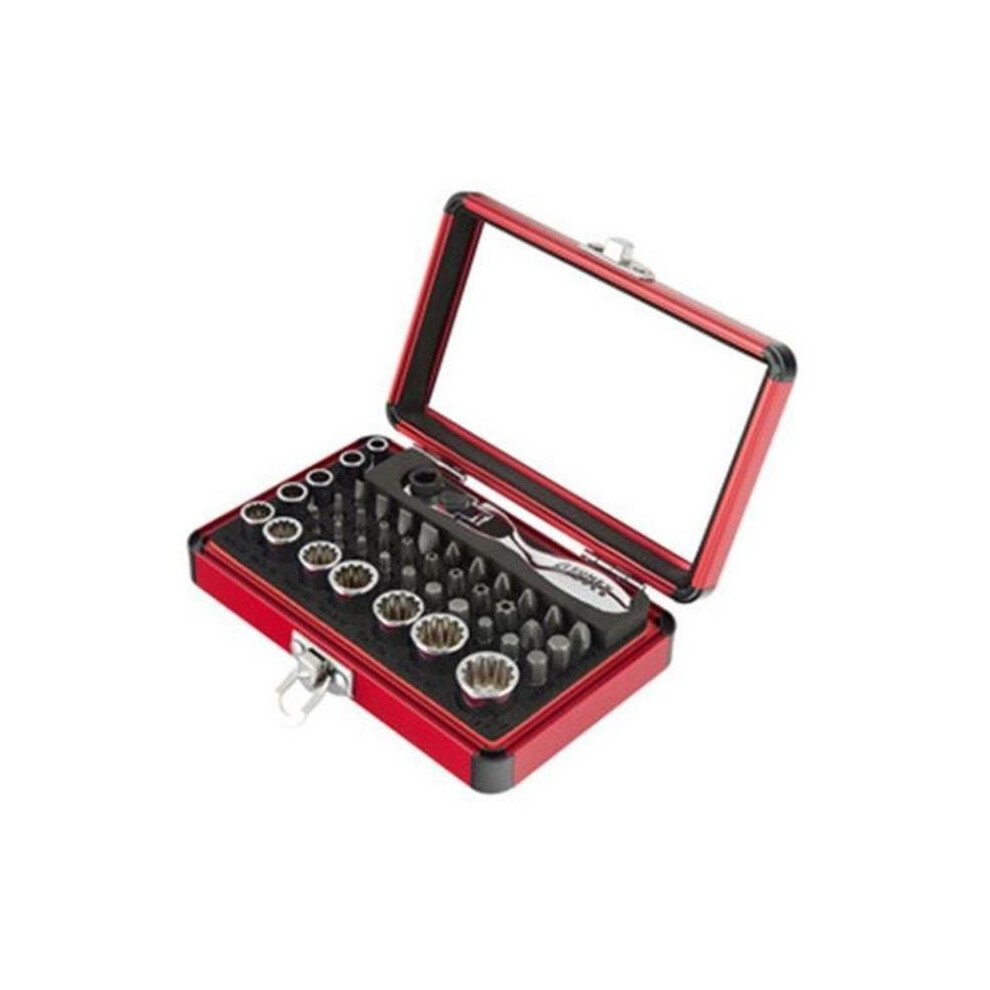 Sunex Tool Su9732 0.25 In. Dr Mini Dual Flex Head Ratchet With Socket & Bit - 44 Piece 613364157077