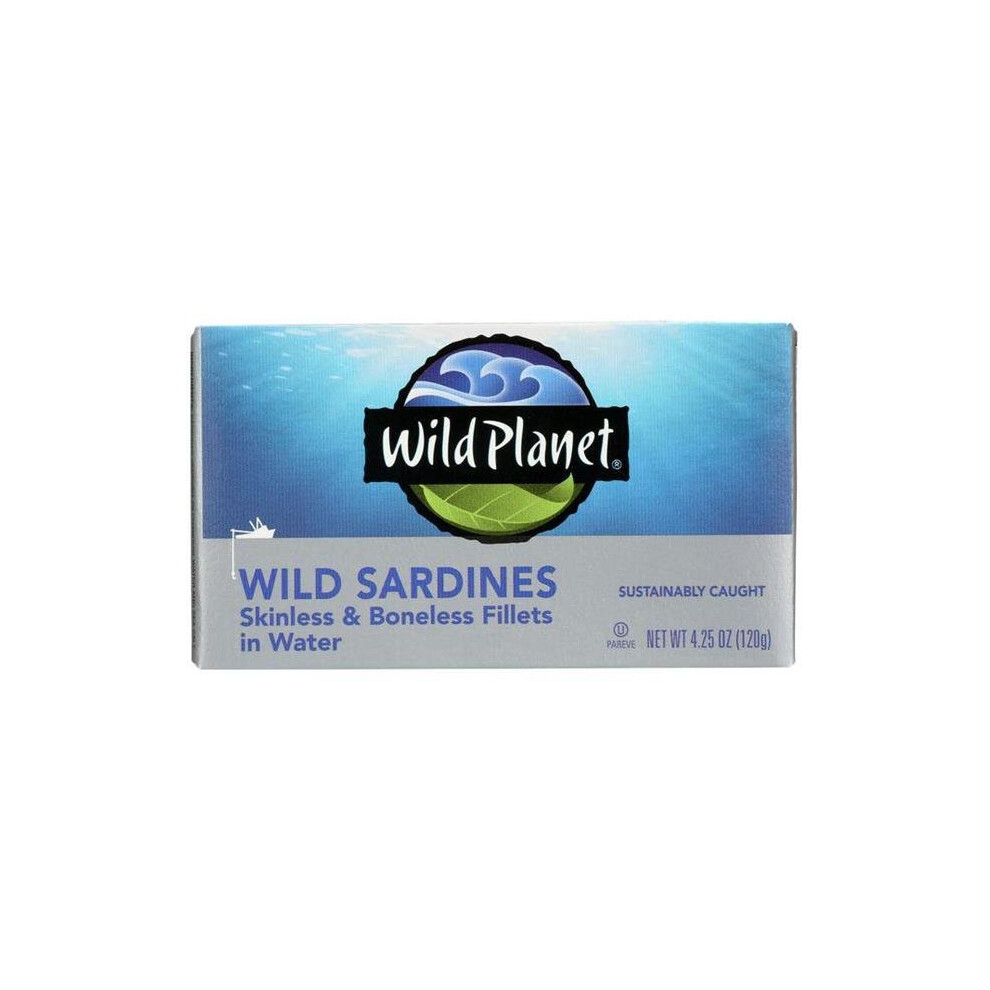 Wild Planet , Wild Sardines, Skinless & Boneless Fillets In Water, 4.25 Oz (120 G) - Case Of 12