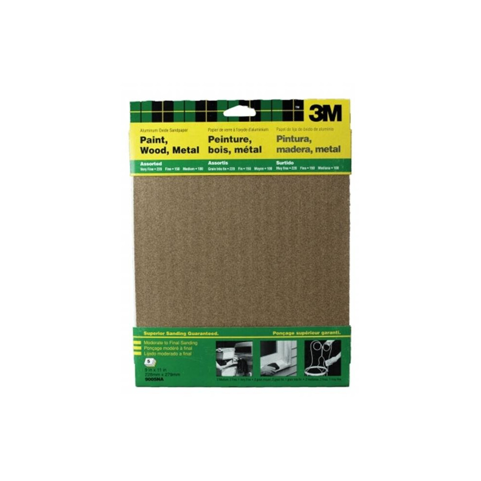 3m 9in. X 11in. Assorted Paint  Wood  Metal Sandpaper Sheets 9005NA