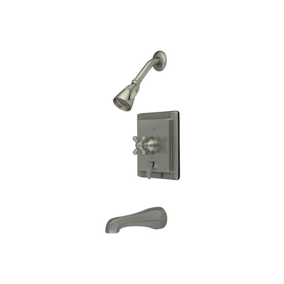 Kingston Brass Kb86584bx Tub & Shower Faucet With Cross Handle Diverter, Satin Nickel 663370117374
