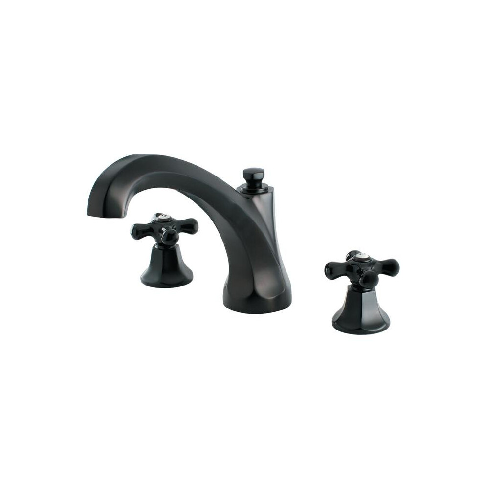 Kingston Brass Ks4325pkx Metropolitan Onyx Roman Tub Filler With Black Porcelain Cross Handle Cross Handle, Oil Rubbed Bronze 663370304330