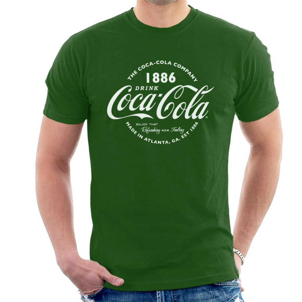 (X-Large, Bottle Green) Coca Cola Retro Logo White Text Men's T-Shirt