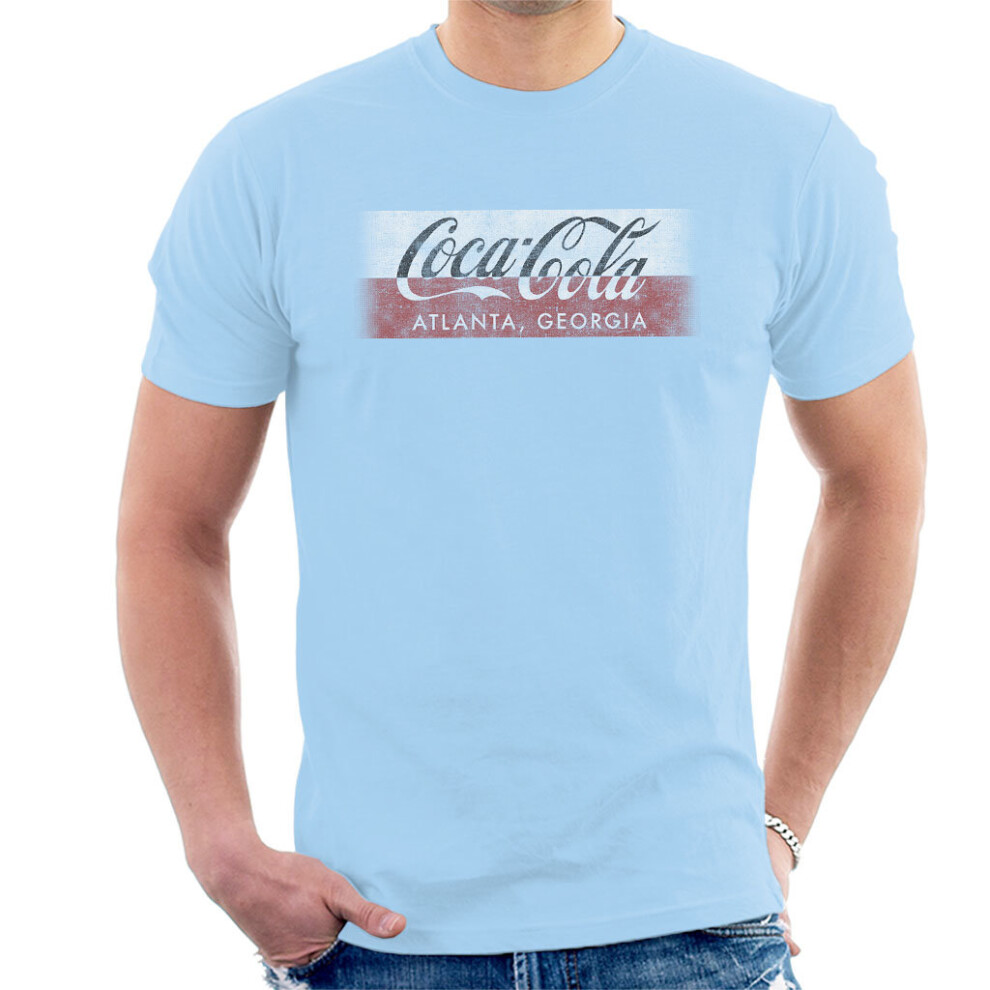 (Large, Sky Blue) Coca Cola Georgia Stripe Men's T-Shirt