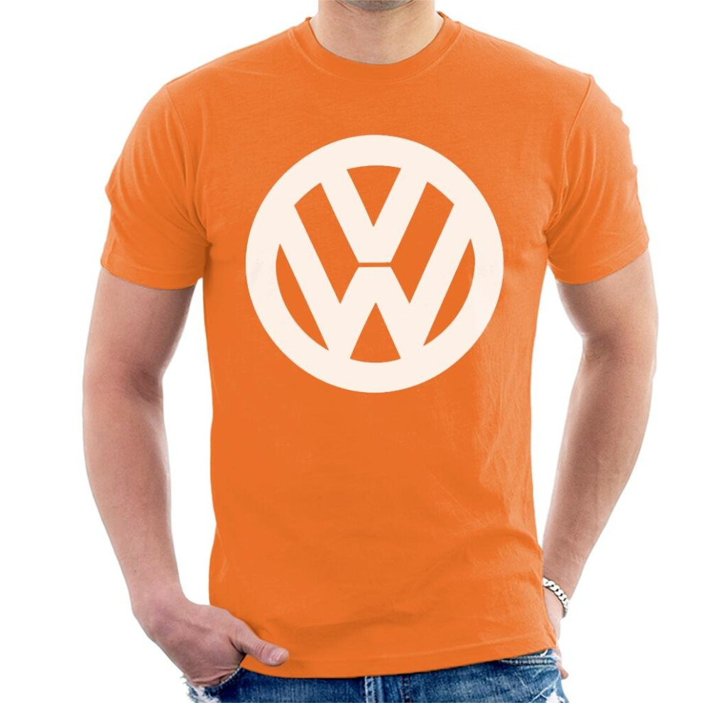 (X-Large, Orange) Official Volkswagen Classic White VW Logo Men's T-Shirt