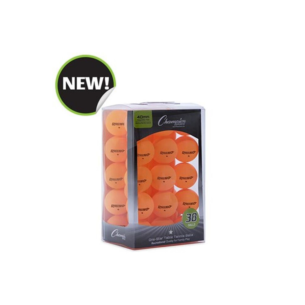 Champion Sports 1STAR38OR 4.75 x 3.75 x 7.9 in. 1 Star Table Tennis, Orange - 38 per Pack