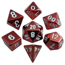 Metallic Dice Games LIC011 16 mm Sterling Red Metal Dice, Set of 7