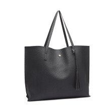 (Black) Miss Lulu Women's PU Leather Soft Pebbled Handbag