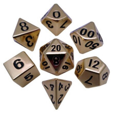 Metallic Dice Games LIC001 16 mm Gold Metal Dice, Set of 7