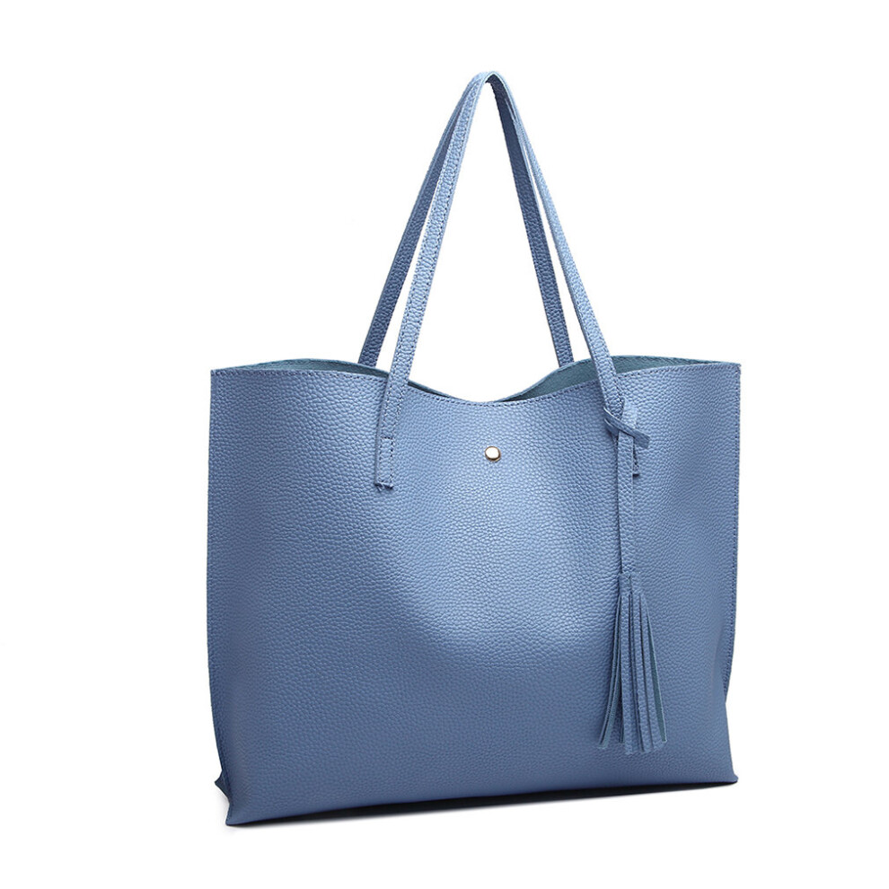 (Blue) Miss Lulu Women's PU Leather Soft Pebbled Handbag