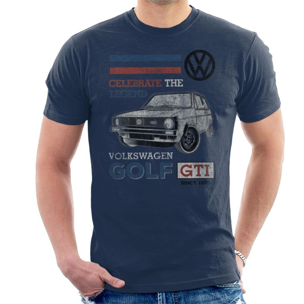 (2XL, Navy Blue) Official Volkswagen GTI Legend Men's T-Shirt