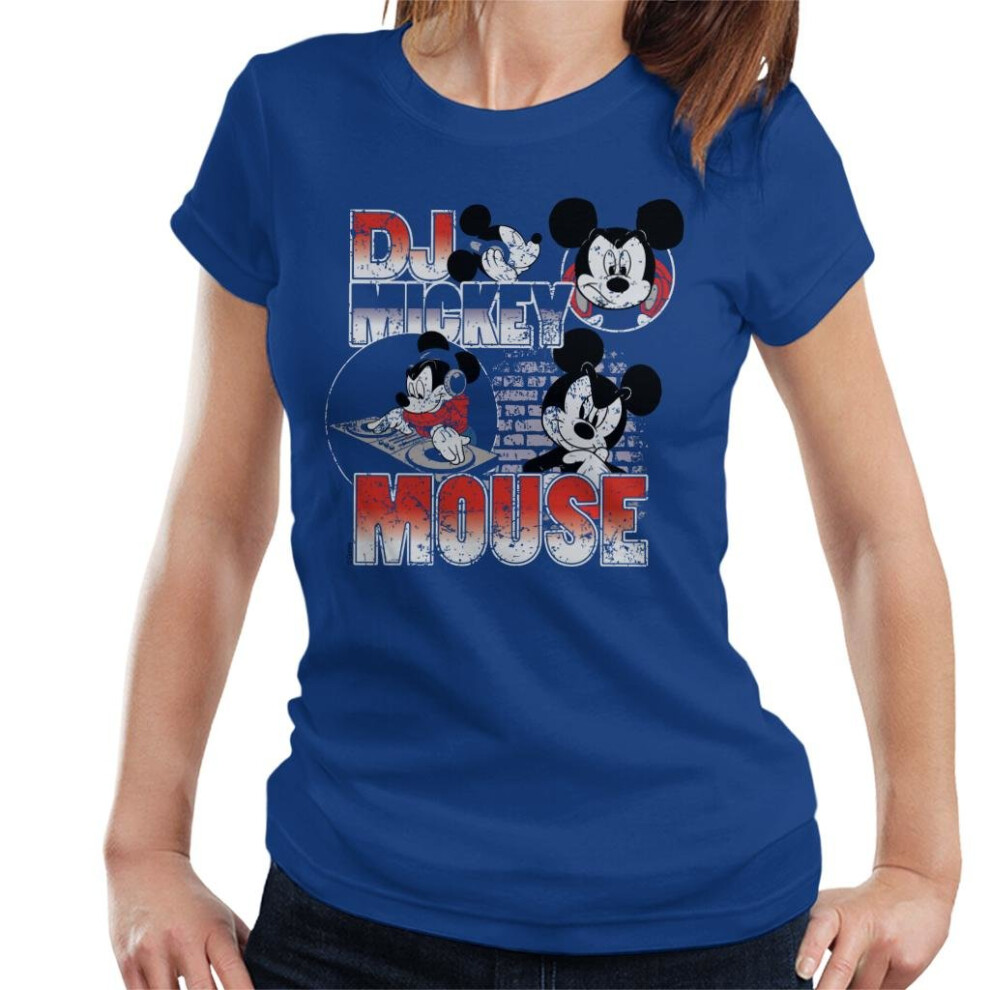 (Large, Royal Blue) Disney DJ Mickey Mouse Women's T-Shirt