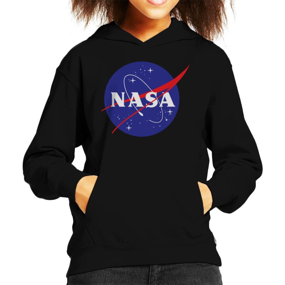 (Large (9-11 yrs), Black) The NASA Classic Insignia Kid's Hooded Sweatshirt