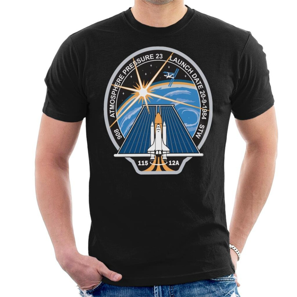 (Small, Black) NASA STS 115 Space Shuttle Atlantis Mission Patch Men's T-Shirt