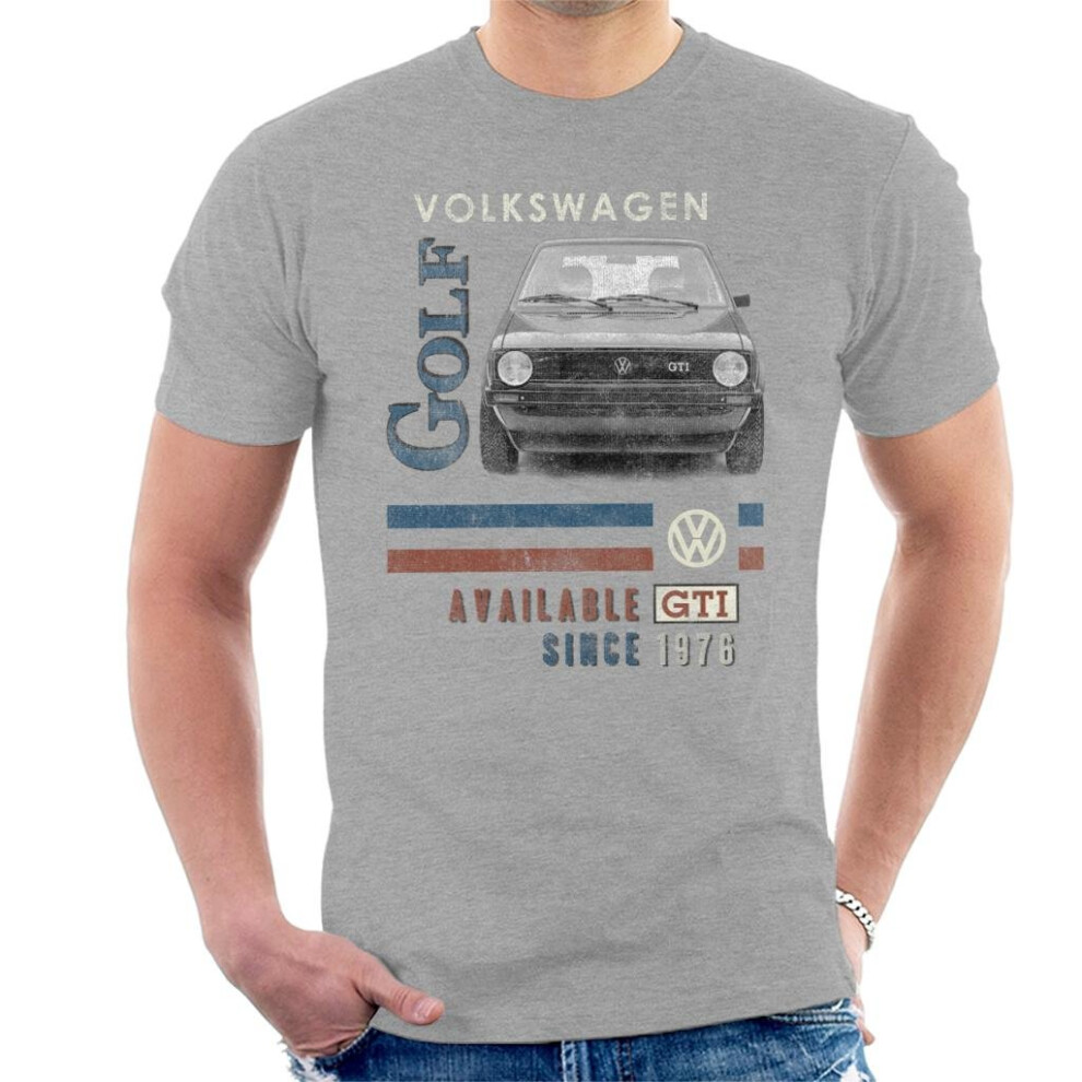 (X-Large, Heather Grey) Official Volkswagen GTI 1976 Men's T-Shirt