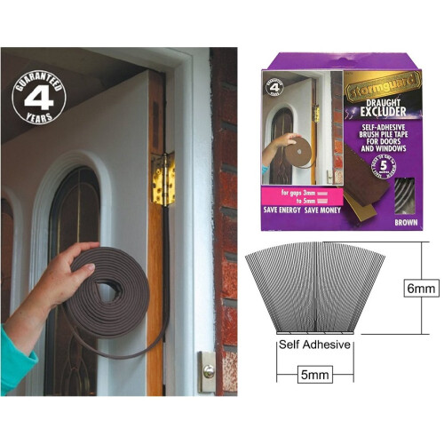 (Brown) Stormguard Self-Adhesive Draught Excluder Tape