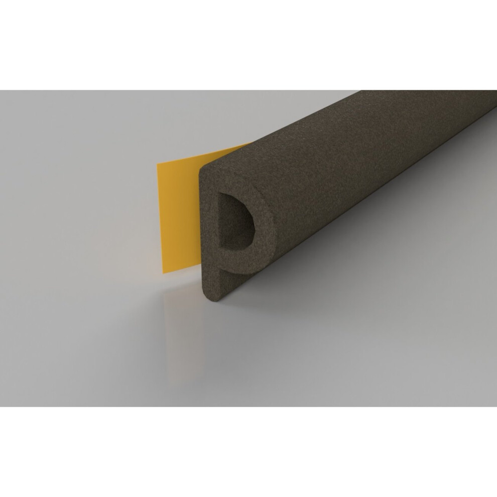 (Brown, 5M) Stormguard Epdm P Profile Draught Excluder - Self Adhesive Rubber Weather Strip 5017259002124