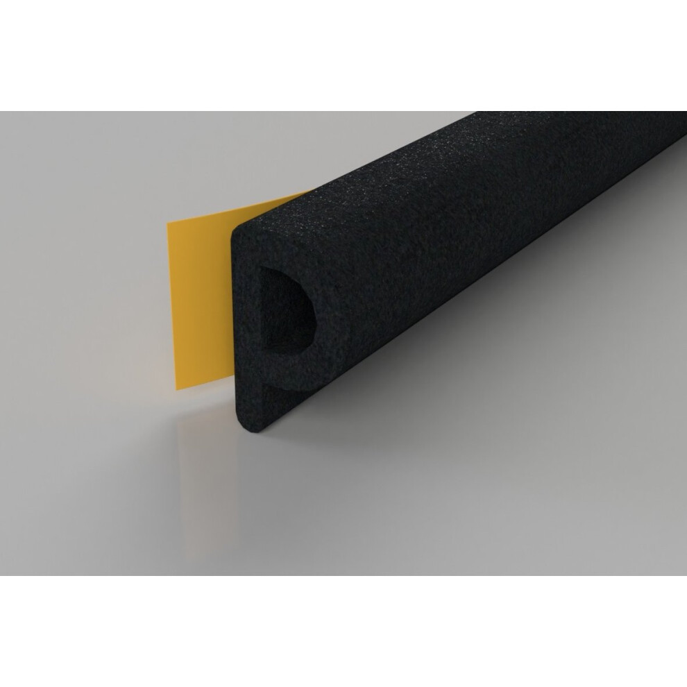 (Black, 10m) Stormguard EPDM P Profile Draught Excluder - Self Adhesive Rubber Weather Strip