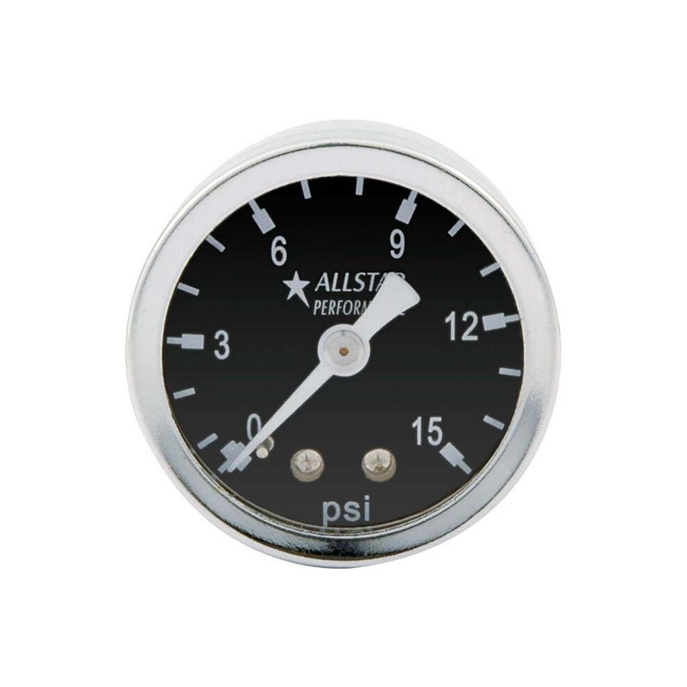 Allstar Performance All80210 1.5 In. Dia. 0-15 Psi Dry Type Pressure Gauge 848238040944