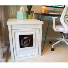 New Age Pet EHLB001-04 Habitat N Home Espresso Litter Loo End Table - Antique White
