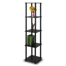 Furinno Turn-N-Tube 5-Tier Corner Square Rack Display Shelf, Espresso & Black - 57.7 x 11.6 x 11.6 in.