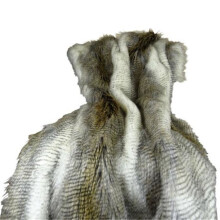 Plutus PB16408-102x116 Faux Fur Alaskan Hawk Handmade Blanket, White & Gray Beige - 102 x 116 in.