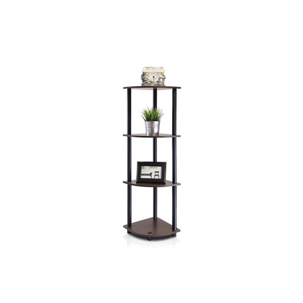 Furinno Turn-N-Tube 4-Tier Corner Display Rack Multipurpose Shelving Unit, Dark Brown Grain & Black - 43.5 X 11.6 X 11.6 In. 696859004148