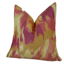 Plutus PB11365-2626-SP Luxury Ikat Mulitcolor Olavanna Handmade Throw Pillow, Magenta, Orange & Cream - 26 x 26 in.