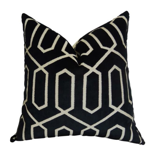 Plutus PB11388 2626 SP Bengal Lattice Handmade Throw Pillow Black Cream 26 x 26 in