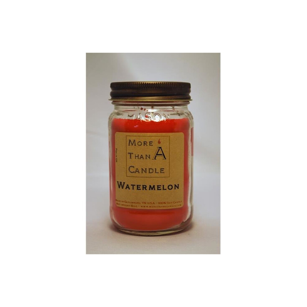 More Than A Candle WTM16M 16 oz Mason Jar Soy Candle, Watermelon-image-OPC-PRY59X-NEW