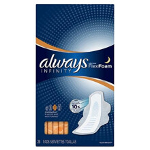 Always Infinity FlexFoam Compresas para Mujeres, Tamaño 4, Absorción Nocturna, Sin Fragancia, 28 Unidades