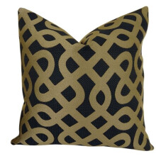 Plutus PB11264-2626-DP Graphic Maze Handmade Double Sided Throw Pillow, Navy & Taupe - 26 x 26 in.
