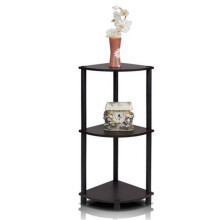 Furinno Turn-N-Tube 3-Tier Corner Display Rack Multipurpose Shelving Unit, Espresso & Black - 29.6 x 11.6 x 11.6 in.