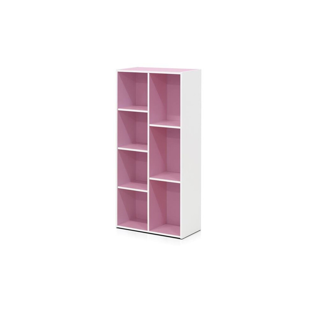 Furinno 11048WH-PI 7-Cube Reversible Open Shelf, White & Pink
