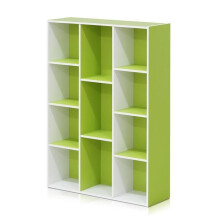 Furinno 11107WH-GR 11-Cube Reversible Open Shelf Bookcase, White & Green