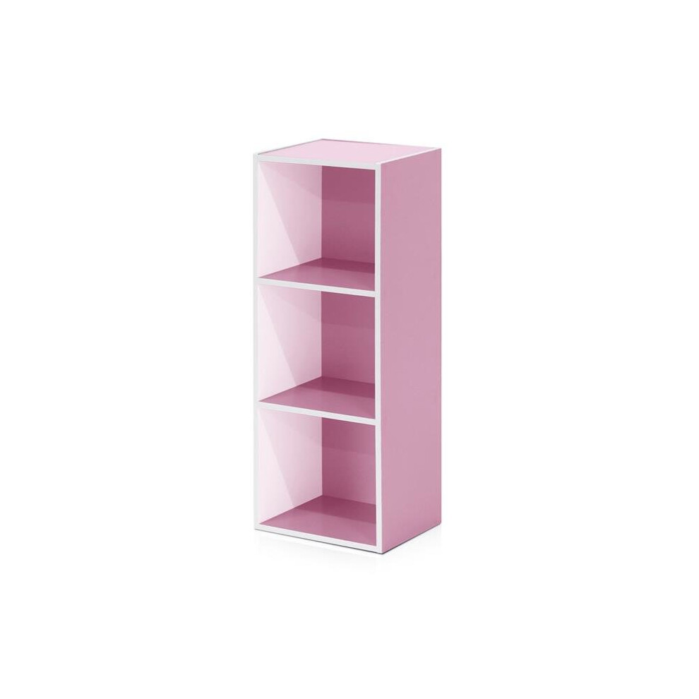 Furinno 11003WH-PI 3-Tier Open Shelf Bookcase, White & Pink-image-OPC-PRZCSZ-NEW