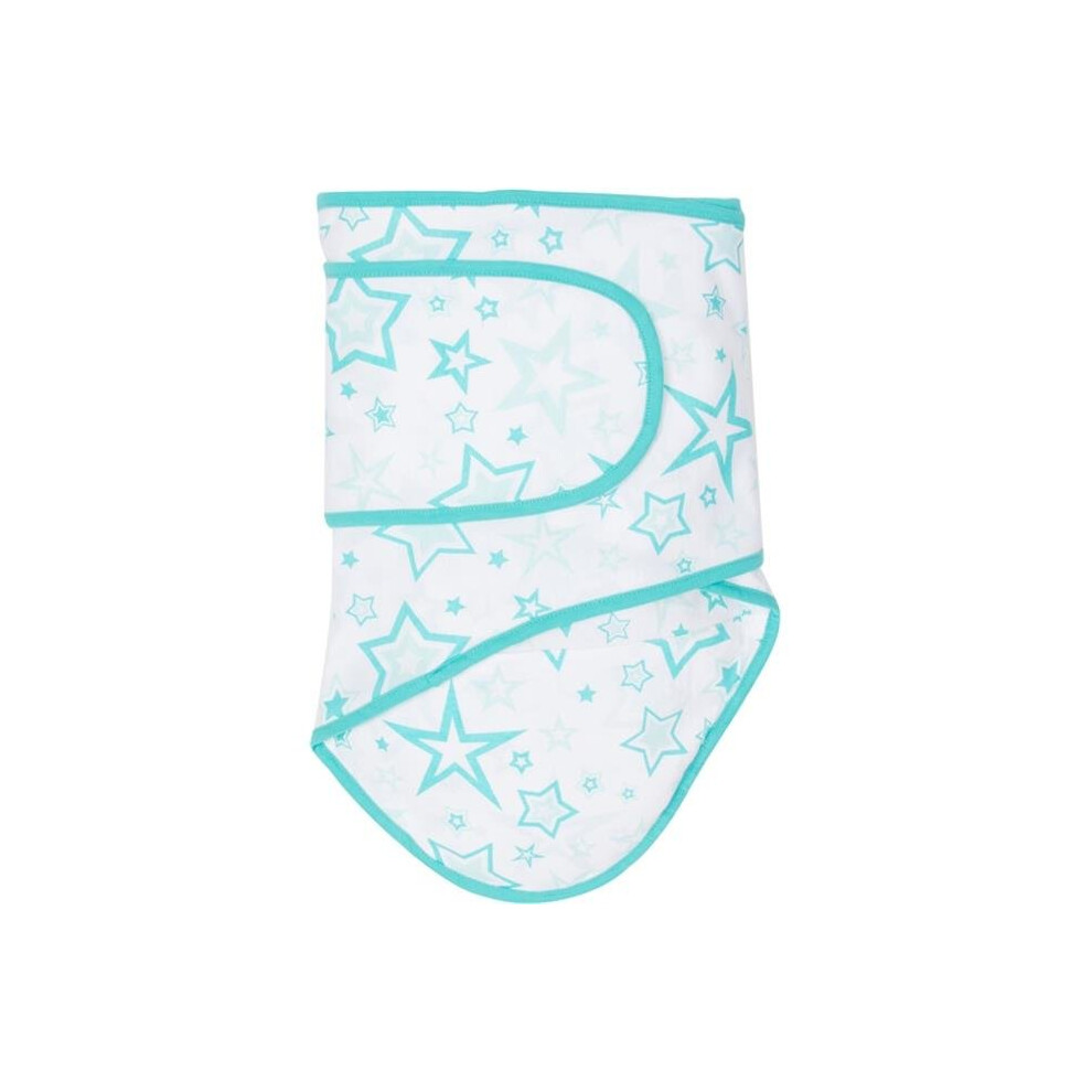 Miracle Blanket 15649 Aqua Stars With Aqua Trim Baby Swaddle Blanket