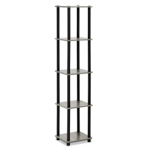 Furinno 99132GYW-BK Turn-N-Tube 5-Tier Corner Square Rack Display Shelf, French Oak Grey & Black