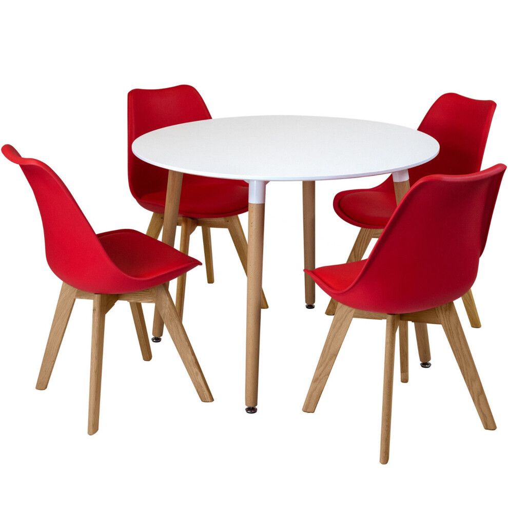 (Red) 5pc Charles Jacobs Beech Dining Set