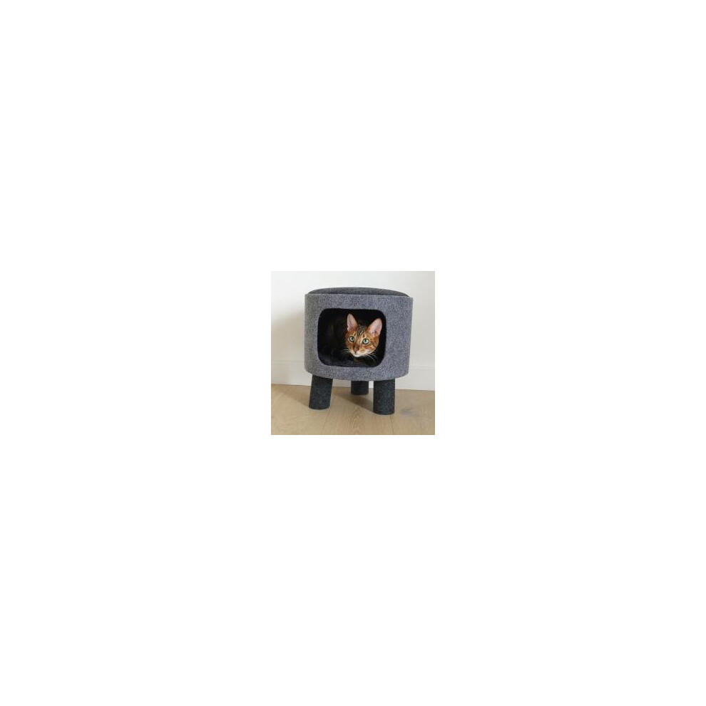 Catwalk Charcoal Felt Cat Stool 36x34x34cm