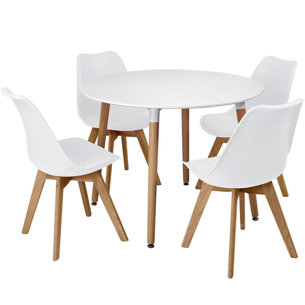 (White) 5pc Charles Jacobs Beech Dining Set