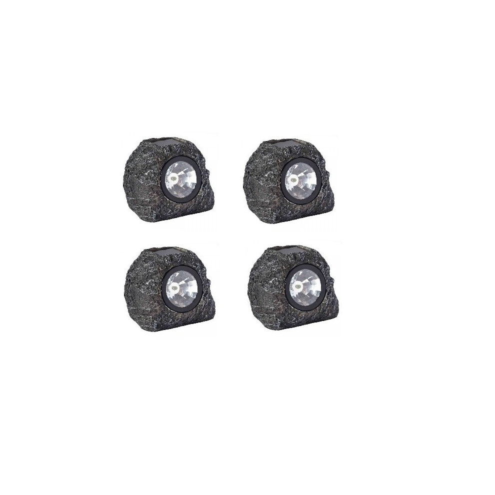 Pk of 4 Solar Powered Super Bright 3 Lumen Spotlight Garden Path Granite Rock
