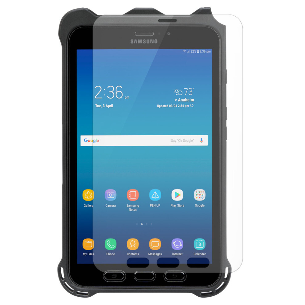 Targus AWV1308GLZ. Screen protector type: Anti-glare screen protector Material: Polyethylene terephthalate (PET) Brand compatibility: Samsung Compatibility: Galaxy Tab Active2. Weight: 10 g. Quantity per pack: 1 pc(s)