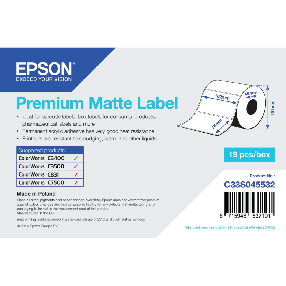 Epson C33S045533 Format-etikettes, 440, Pack qty 1