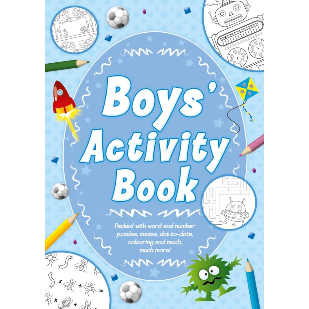 Kids Childrens Boys Activity Book Learning Colouring Puzzles Mazes Dot To Dot