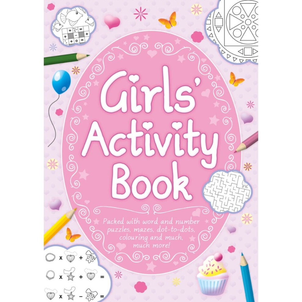 Kids Childrens Girls Activity Book Learning Colouring Puzzles Mazes Dot To Dot