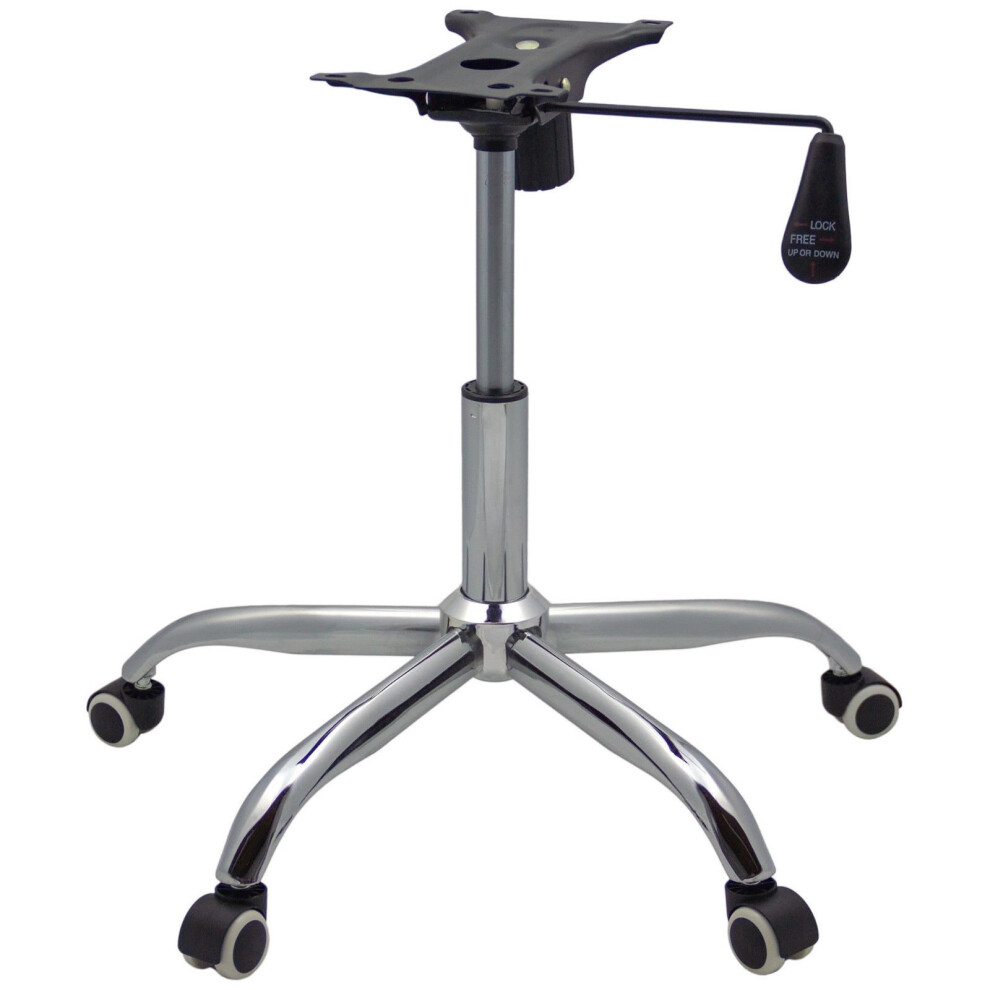 Chrome Office Chair Refurbishment Refurb Kit - Base Castor Wheels Gas Lift Lever Mechanism 25.5cm