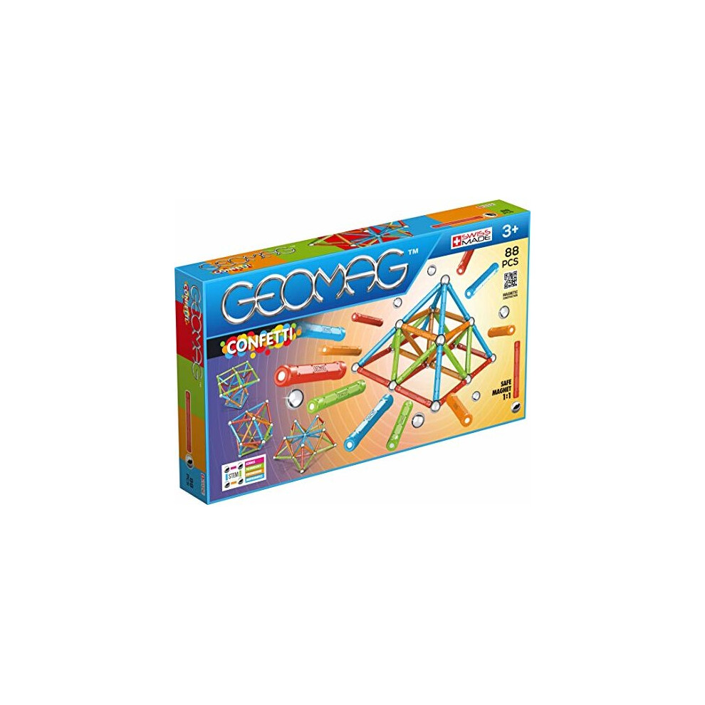 Geomag 353 Confetti Construction Toy, Light Blu, Orange, Green, Red (New)