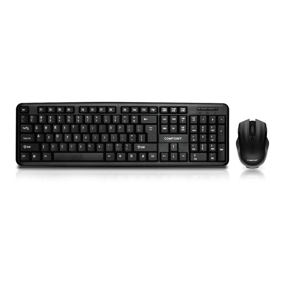 Dynamode Compoint Cp-Km007-W Wireless Full-Size Keyboard & Optical Mouse Desktop Set, Black 8400800025708
